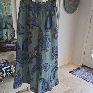 Light Green Paisley Wide Leg Pants